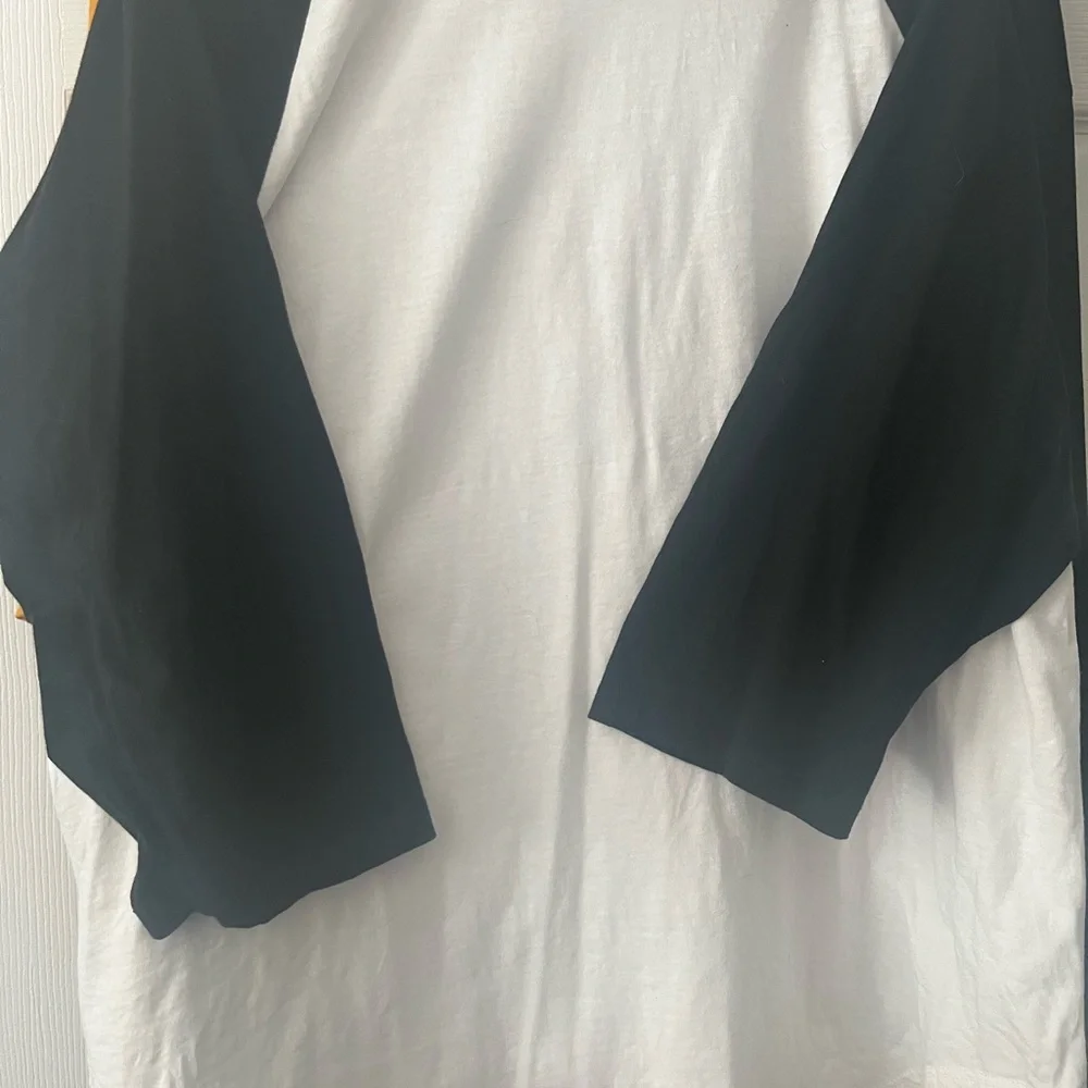 ModCloth Black and white they/them baseball ringer tee - Picture 4 of 5